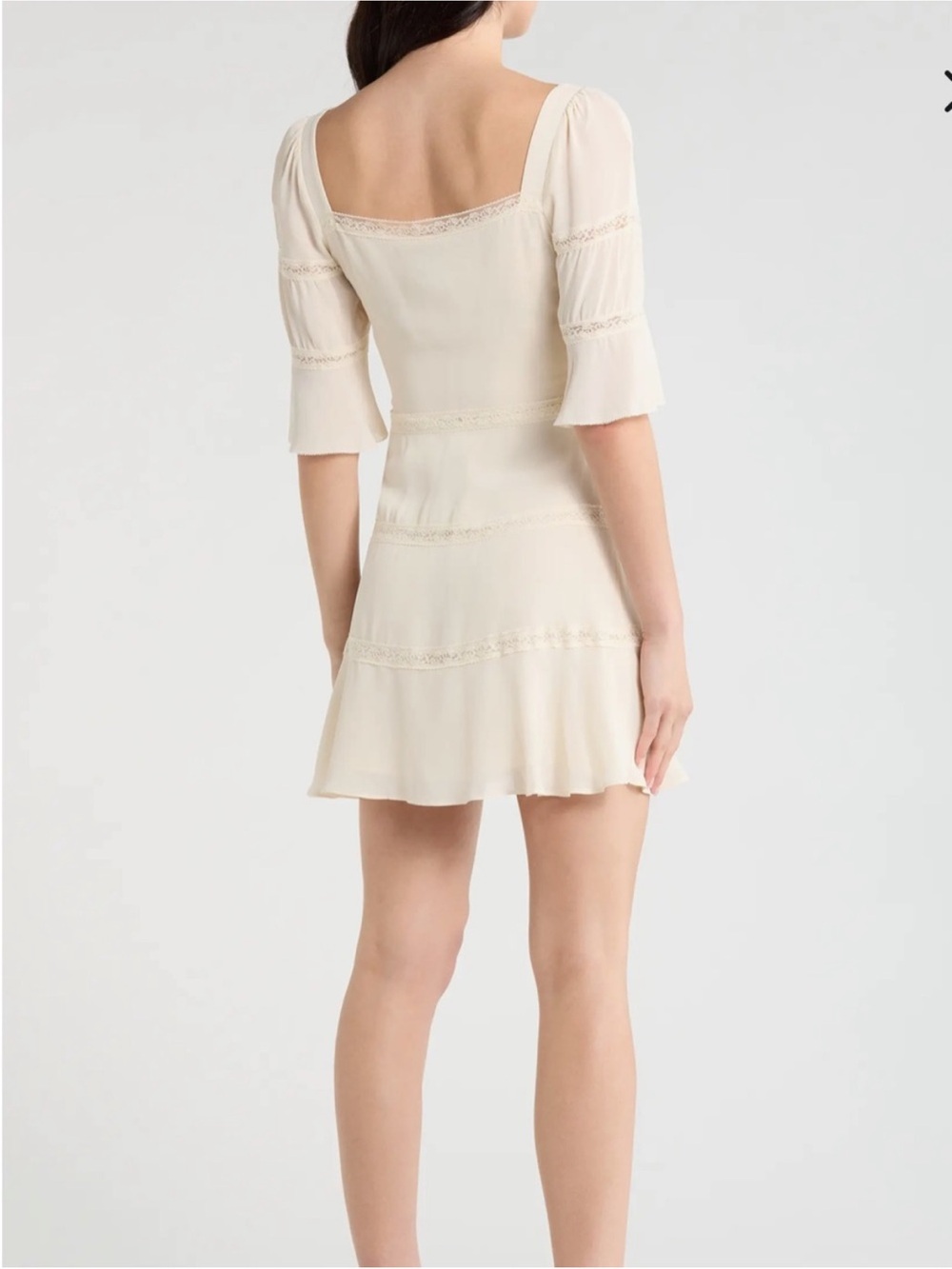 Reformation Claribel Lace Inset Bell Sleeve Minidress 6 - Picture 2 of 5
